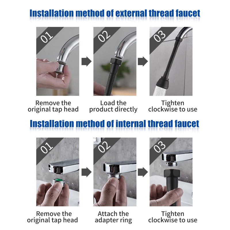 WSADZXC77 360° Rotating Tap Head Extension Splashproof Kitchen Tap Sprayer
