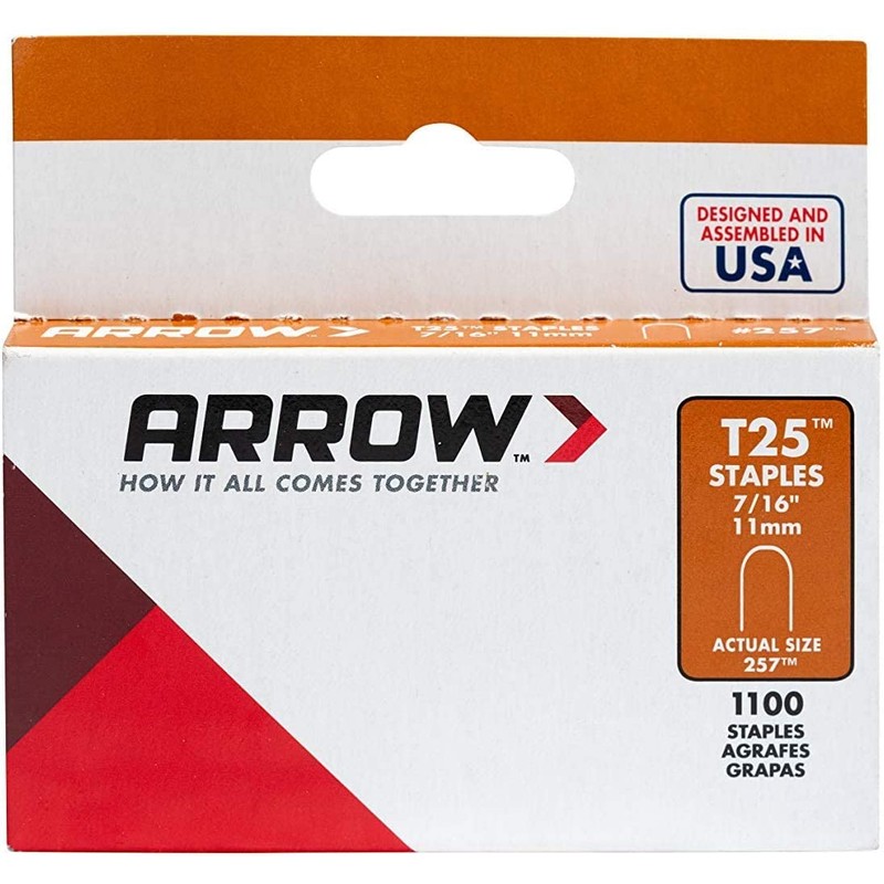 Arrow Heavy Duty T25 Round Crown Staples for Cable and