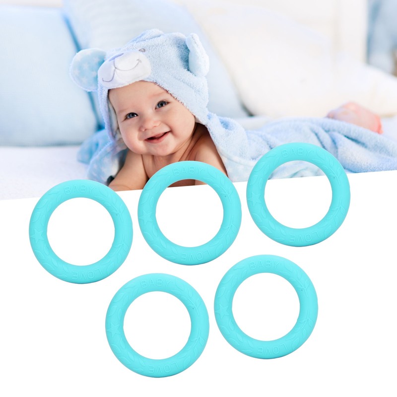 5pcs Baby Soft Silicone Teething Ring Toy Infant Safe Elastic