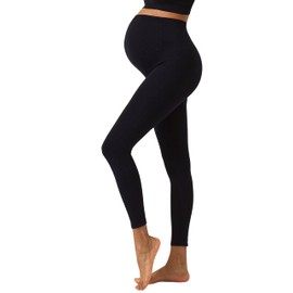 NOTHING FITS BUT Women’s Classic Seamless Maternity Leggings, Belly Support Pants, Everyday Maternity Pants, Black wear, S