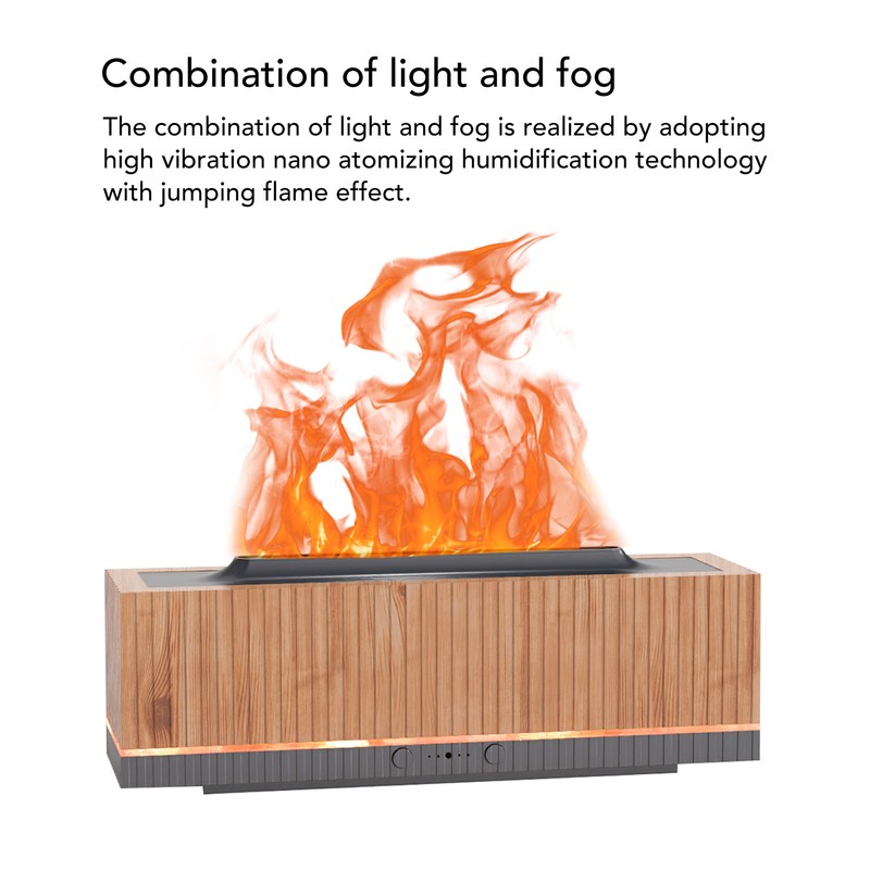 Flame Aroma Diffuser 200ml Woodgrain Model Nano Atomized Humidification Flame