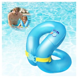 Swim Vest for Kids 33-88 lbs-Portable Inflatable Pool Floats Swimming Ring with Adjustable Safety Buckle-Swim Arm Bands with Double Surround Air Bag (Blue, S(for Weight:33-50lbs/age 3-6 yrs))