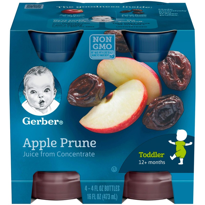 Gerber Apple Prune Juice, 100% Juice from Concentrate, 4-4 FL