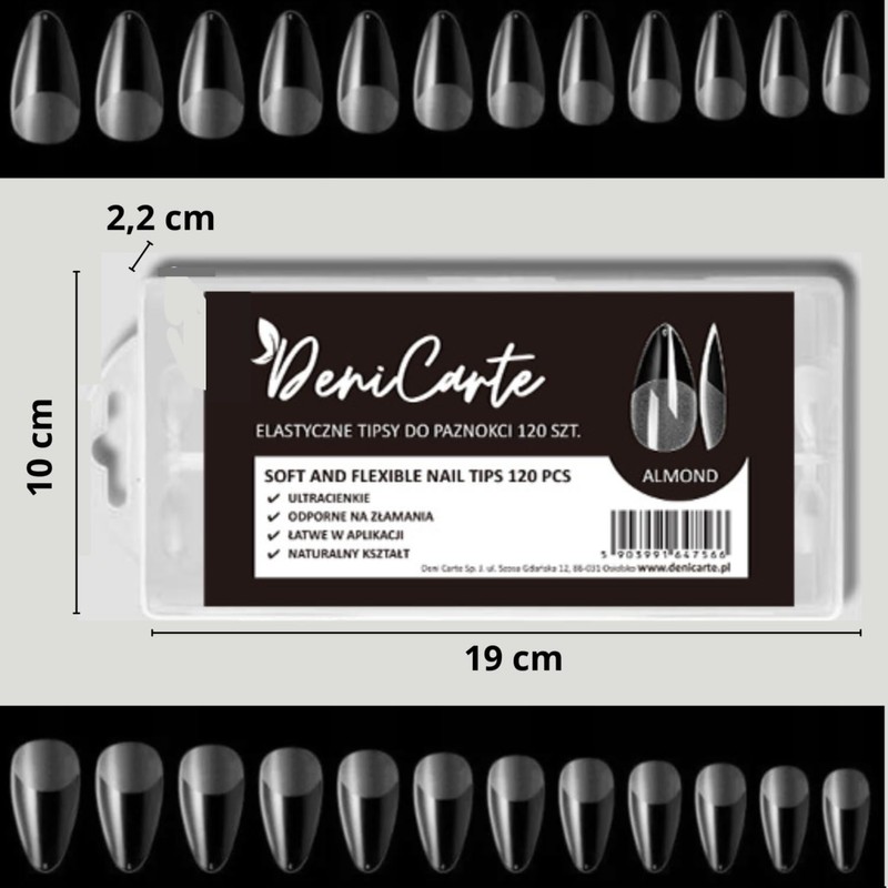 Deni Carte 120 Pieces Nail Tips Almond for Soak-Off Nail