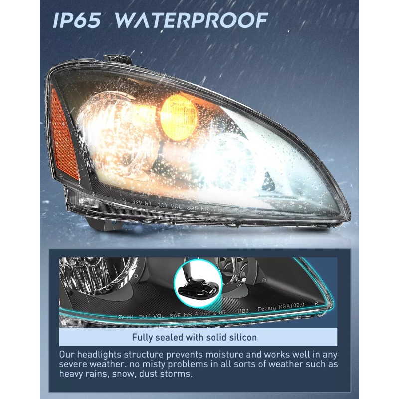 Nilight Headlight Assembly Compatible with 2002 2003 2004 Nissan Altima