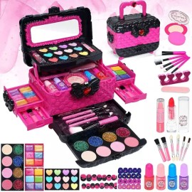 HERAPFANN 여아용 아동용 메이크업 세트 - 여아용 아동용 메이크업 키트, Maquillaje para Ninas, 놀이 메이크업 키 Girls' Children's Makeup Set - Girls' Children's Makeup Kit, Makeup for Girls, Play Makeup Kit [Makeup Rose]