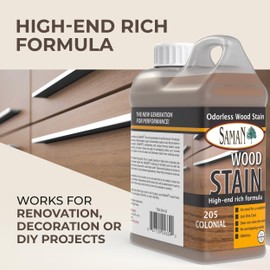 SamaN Interior Water Based Wood Stain - Natural Stain for Furniture, Moldings, Wood Paneling, Cabinets (Colonial TEW-205-32, 32 oz)