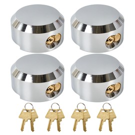 Pomunty 4 Pack Trailer Door Locks Keyed Alike Heavy Duty Hockey Puck Locks Reinforced Hidden Shackle Padlocks w/8 Keys Solid Steel Lock for Trailers Trucks Vans Shed Gates Garage