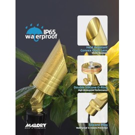 MALORY Brass Outdoor Spot Lights,12V AC/DC Low Voltage LED Landscape Lighting,Waterproof Spot Up Light for Garden,Patio and Yard (S05-Brass, 6-Pack with Bulb)