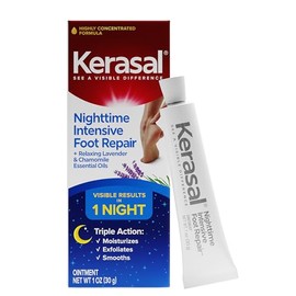 Kerasal Nighttime Intensive Foot Repair, Skin Healing Ointment for Cracked Heels and Dry Feet, 1 oz