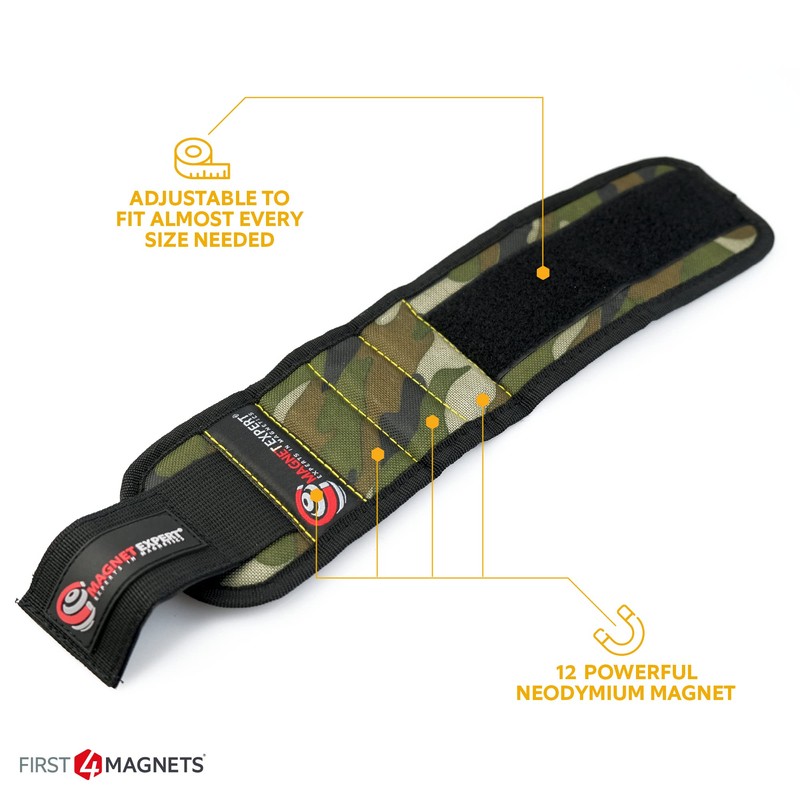 MagWrist Camoflauge Magnetic Wristband for Screws, Nails, Drill Bits -
