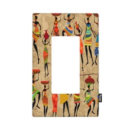 Pznen African Woman Single Rocker Wall Plate Vintage African Traditional Tribe Art 1-Gang Rocker Light Switch Plates Standard Receptacle Plug Cover for GFCI Outlet