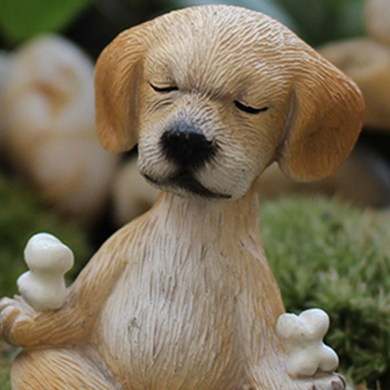 Yoga Dog Figurine Set Dog Doing Yoga Statue Miniature Garden