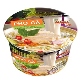 MAMA Pho Ga Instant Chicken Soup Bowl Noodle In Vietnamese Style, Silky-smooth, Chewy Rice Noodles With Piping Hot Aromatic Soup Mix (6-Bowl Pack, 2.29 oz Per Bowl)