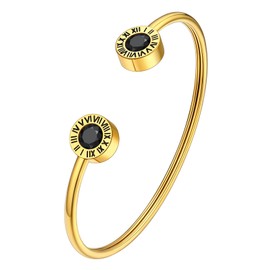 Gold Cuff Bracelets for Women Stainless Steel Jewelry Birthstone Charm Bracelet Viking Jewelry for Women