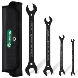 TIWINTUL 4-in-1 Super-Thin Open End Wrench Set, SAE, 4-Piece, 1/4", 5/16", 9/32", 11/32", 3/8", 1/2", 7/16", 9/16", 5/8", 11/16", 3/4", 13/16", 7/8", 15/16",1",1-1/16'',CR-MO Steel, with Rolling Pouch