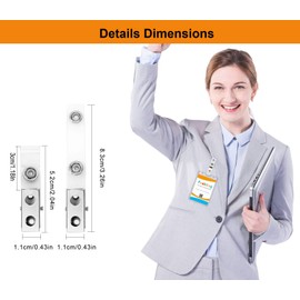 Fushing 300Pcs Metal Badge Clips with Clear PVC Straps for ID Cards and Badge Holders
