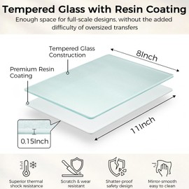 6 PCS 11"x8" Sublimation Glass Cutting Board with 6 Display Stands