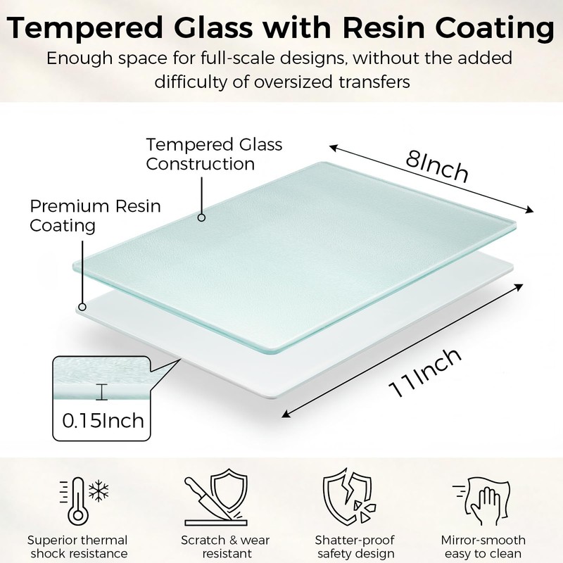 6 PCS 11"x8" Sublimation Glass Cutting Board with 6 Display