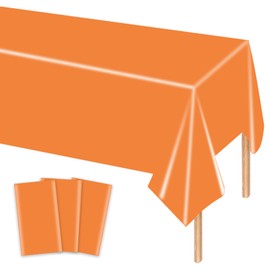 MORAINJAY 3Pcs Orange Table Cloths,137 * 274cm Orange Table Covers, Rectangle Orange Tablecloth,Birthday Party Tablecloth,for Wedding,Baby Shower,Anniversary,Birthday Table Decoration Supplies