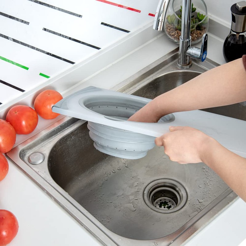 Restaurantware Base Gray Plastic Over the Sink Cutting Board -