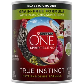 Purina ONE SmartBlend True Instinct Classic Ground with Real Chicken & Duck Dog Food 13 oz. Can, (Pack of 1)