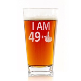Promotion & Beyond I AM 49 PLUS 1 Beer Pint Glass - Funny Finger 50th Birthday Gift