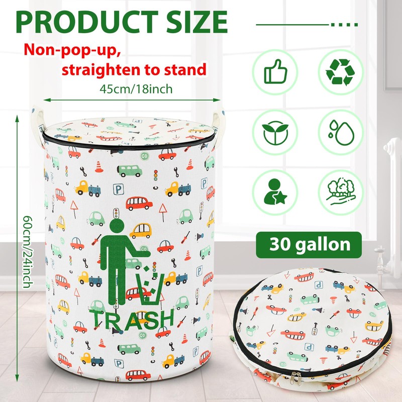 Jingmore 30 Gallon Collapsible Pop up Trash Can with Zippered