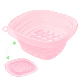 Face Bowl for Ice bath with Built-In Icetray, Foldable Washbasin Silicone Ice Facial Facial Plunge Bowl, Face Icebath at Home, Pink