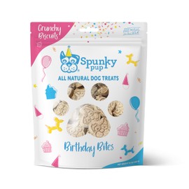 Spunky pup Birthday Bites, Crunchy Biscuit Treats, Peanut Butter, 10 oz