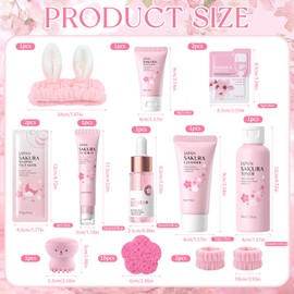 Sakura Facial Cleansing Skincare Set, 23 Pieces Sakura Face Care Set, with Cleanser, Toner, Eye Serum, Serum, Cream, Mud Mask, Sleeping Eye Mask, Travel Set, Face Care Set