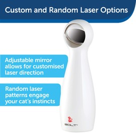 PetSafe Bolt Laser Light Cat Toy With 2 Automatic Play Modes, Random Light Patterns, For All Breed Sizes, White