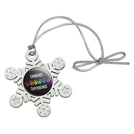 GRAPHICS & MORE Embrace Difference Autism Hand Prints Metal Snowflake Christmas Tree Holiday Ornament