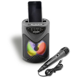 Bontempi SonicSync Wireless Amplifier Karaoke with Dynamic Microphone, Smartphone Compartment, Light Effects and Echo Effect, 18.9 x 15.9 x 12.9 cm