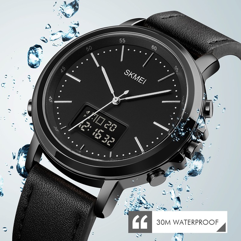 SKMEI Mens Watch Minimalism Analog Digital Watch with Alarm Stopwatch