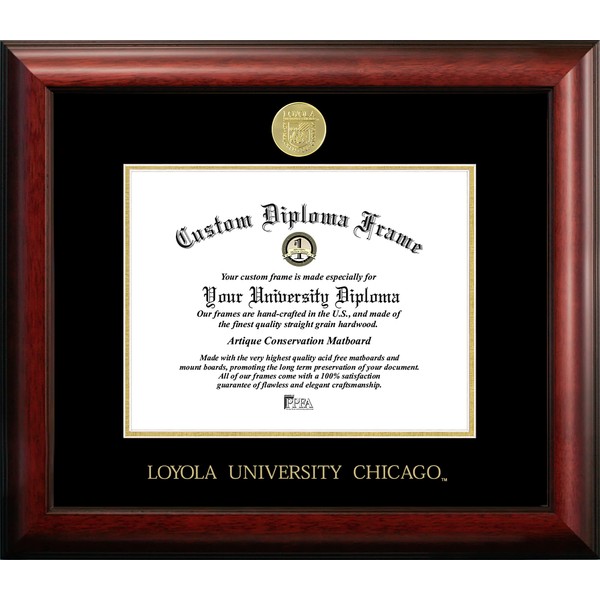 Campus Images IL970GED Loyola University Chicago Embossed Diploma Frame, 8.5" x 11", Gold