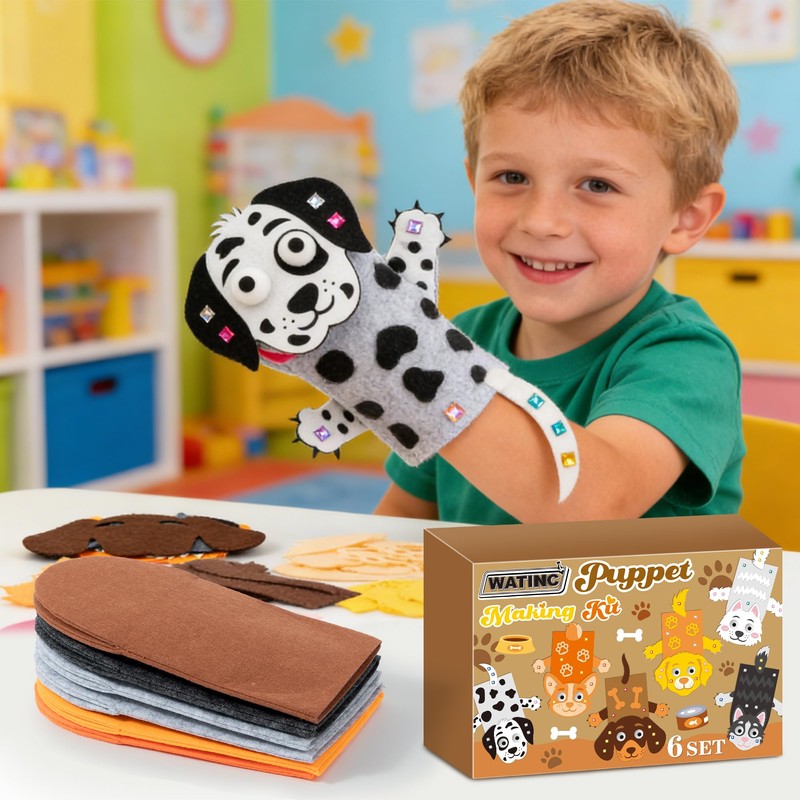 Set da 6 pezzi per creare pupazzi da mano calzino