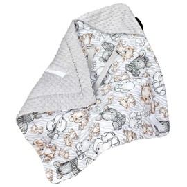 TupTam Baby Winter Swaddling Blanket 75 x 75 cm for Car Seat Baby Seat Padded Minky Cotton Universal, Colour: Safari/Grey, Size: One Size