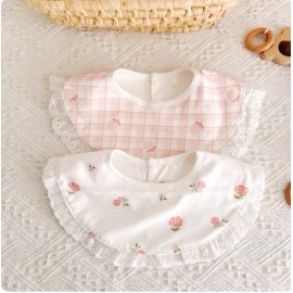 Wholesale Infant 2 Layers Breathable Bibs Baby Lovey Soft Lace-up Closure Washable Towel for Boy GirlSize: 3T, Color: Rose Red