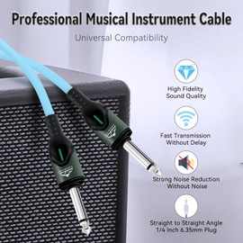 EASTROCK 1/4 Inch TRS Guitar Instrument Cable 20 Ft Straight to Straight Guitar Cord for Electric Guitar, Bass, AMP, Keyboard, Speaker, Mixer(20 Foot Blue)