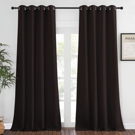 NICETOWN Blackout Thick Window Curtain - (W52 x L108, Brown, 1 Panel) Thermal Insulated Grommet Drape Panel for Bedroom and Living Room