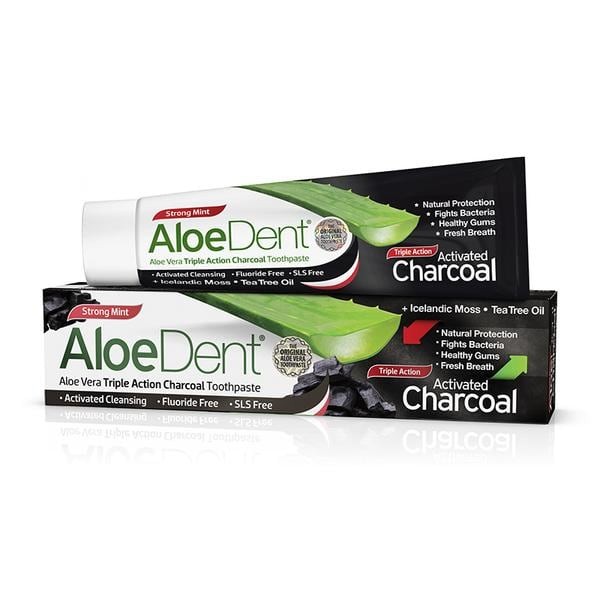 Optima Aloe Dent Triple Action Activated Charcoal Strong Mint Toothpaste