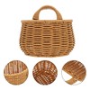 OSALADI Wall-Mounted Kitchen Basket Small Brown Imitation Woven Plastic Container