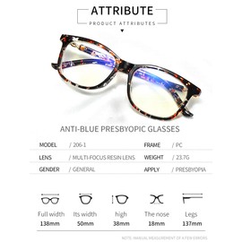 Progressive Multifocus Reading Glasses for Men & Women, No Line Multifocal Readers Blue Light Blocking Reading Glasses, 100% UV Protection, Improved Sight, Tortoise 3.0X …