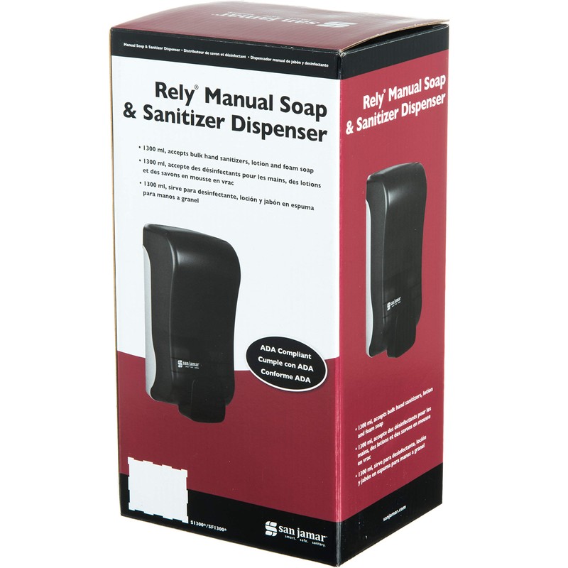 San Jamar SF1300TBK SF1300 Rely Manual Foam Soap Dispenser, 1300