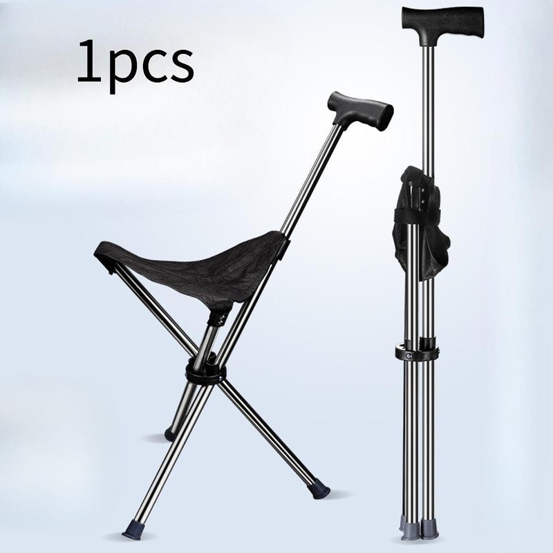 perfeclan Trekking Pole with Seat, Portable Stool, Practical Non-Slip Folding