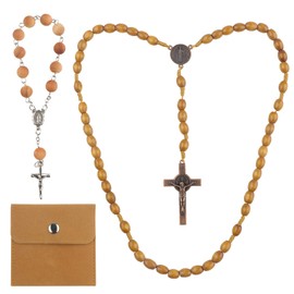 UYUYong Katholische Rosenkranz Kette Rosary Armbänder Und Halsketten Mit Samt Geschenkbeutel Rosenkranz Ketten Aus Holz Gebetskette Christlich Für Taufe Kommunion Hochzeit Party