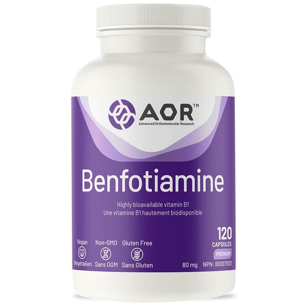 AOR - Benfotiamine 80mg, 120 Capsules - Vitamin B1 Thiamine for Nerve Support Formula, Metabolism Support and Healthy Aging - Vitamin B1 Benfotiamine Supplement - Nerve Support Supplement