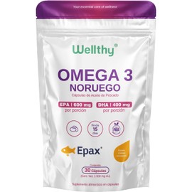 Wellthy Omega 3 Epax 90 Cápsulas Ácidos Grasos 2000mg. Aceite de Pescado Noruego Ultraconcentrado. 30 EPA y 20 DHA La más alta concentración, Alta