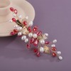 Teyglen Bride Red Rhinestone Wedding Hair Clip Bridal Pearl Crystal